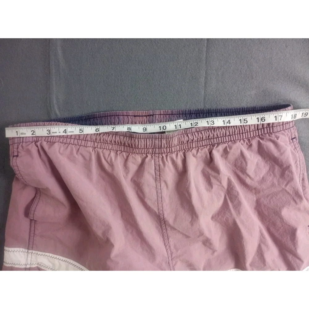 Vtg Mauve Newport Blue Board Swim Shorts Surf MENS L Color Block Sailing Yacht